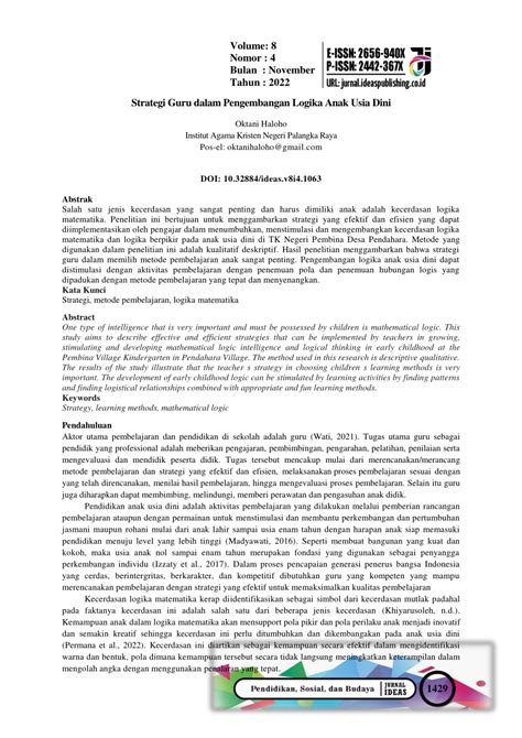 Strategi Guru dalam Pengembangan Logika Anak Usia … - balustradellc