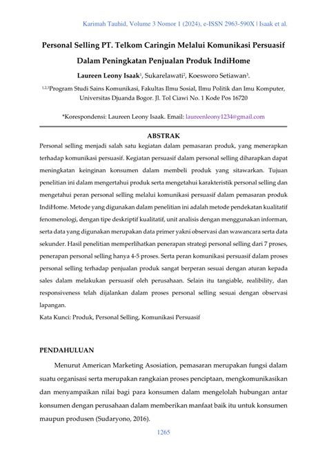 STRATEGI KOMUNIKASI PERSUASIF PERSONAL SELLING DALAM … - balustradellc