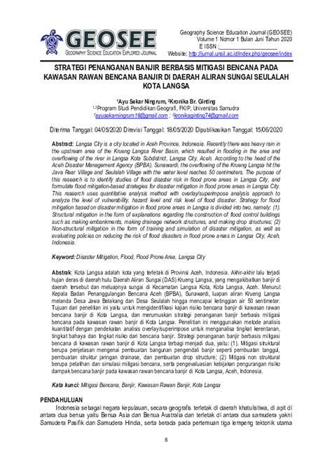 STRATEGI PENANGANAN BANJIR BERBASIS MITIGASI BENCANA PADA KAWASAN RAWAN ... - raincitystudios.com
