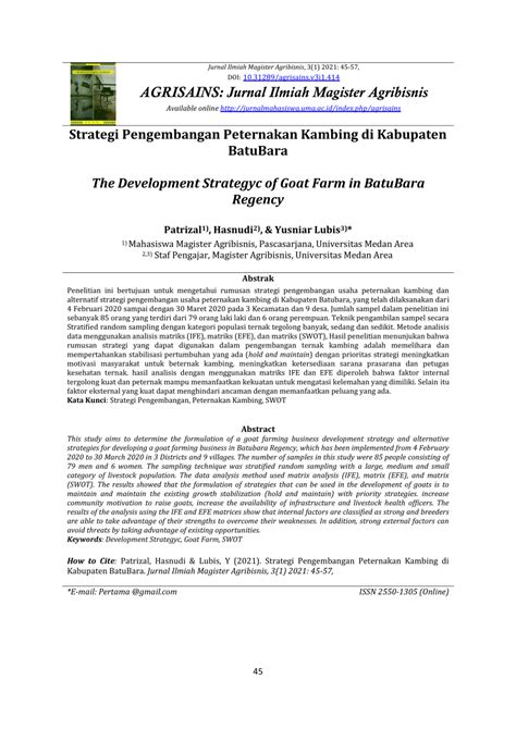 STRATEGI PENGEMBANGAN PETERNAKAN KAMBING PERAH … - balustradellc