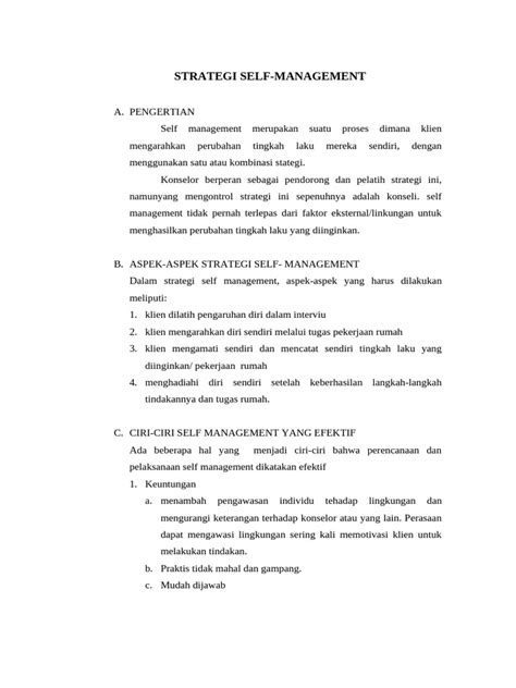 STRATEGI SELF-MANAGEMENT UNTUK … - balustradellc