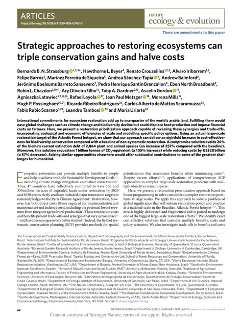 Strategic approaches to restoring ecosystems can triple conservation ... - muktibox.com