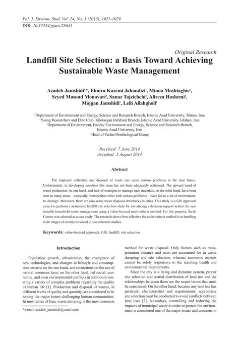 Strategic landfill site selection for sustainable waste management in ... - wintechmobiles.com