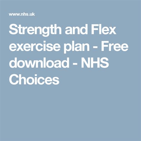 Strength and Flex exercise plan: How-to videos - NHS - balustradellc