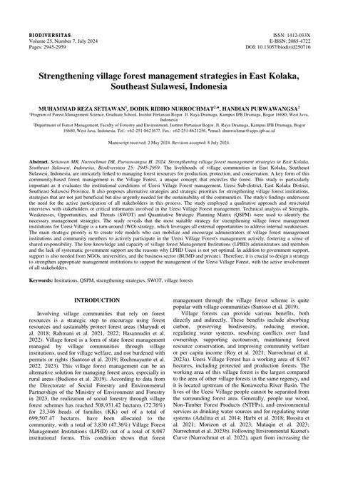 Strengthening village forest management strategies in East Kolaka ... - raincitystudios.com
