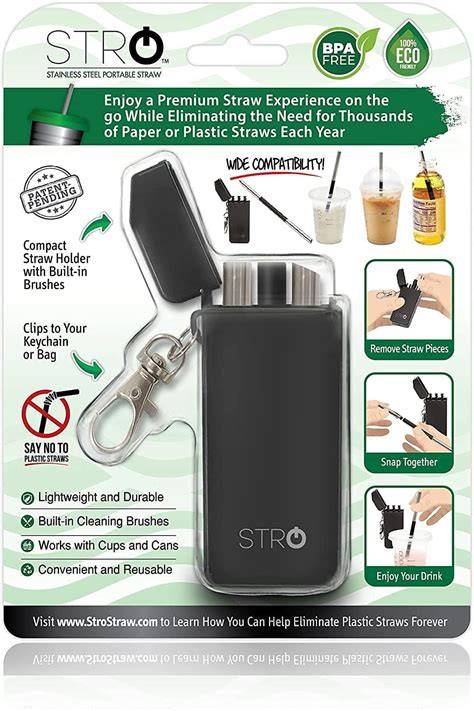 STRO Portable Reusable Metal Straw with Travel Case & Built-in Cleaning ... - raincitystudios.com