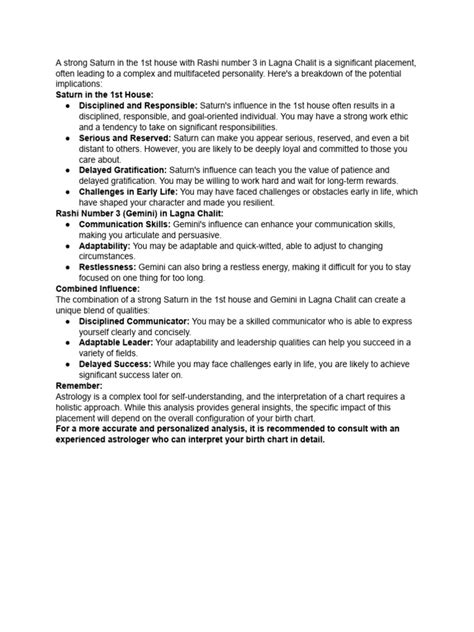 Strong Saturn Placements – House + Sign Edition (Where discipline ... - balustradellc