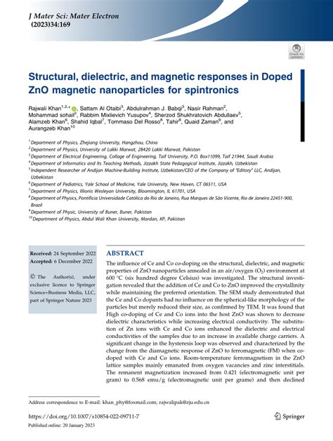 Structural, dielectric, and magnetic responses in Doped ZnO magnetic ... - wintechmobiles.com