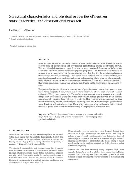 Structural characteristics and physical properties of neutron stars ... - muktibox.com