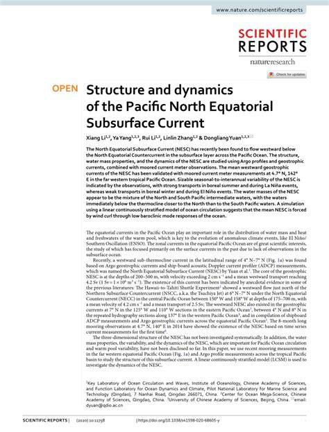 Structure and dynamics of the Pacific North Equatorial Subsurface Current - raincitystudios.com