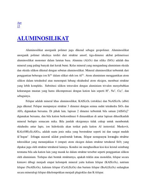 Struktur dan Contoh Aluminosilikat | PDF - Scribd - muktibox.com