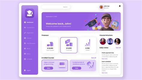 Student Portal Dashboard - Welcome banner, stats overview Browse ... - balustradellc