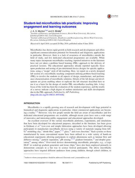 Student-led microfluidics lab practicals: Improving engagement and ... - wintechmobiles.com