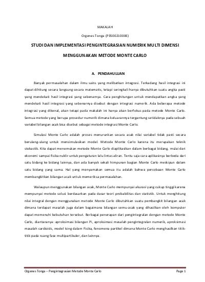 Studi dan Implementasi Integrasi Monte Carlo - wintechmobiles.com
