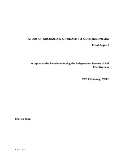STUDY OF AUSTRALIA’S APPROACH TO AID IN INDONESIA: - balustradellc