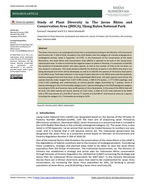 Study of Plant Diversity in The Javan Rhino and Conservation Area - raincitystudios.com