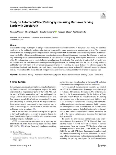 Study on Automated Valet Parking System using Multi-row ... - Springer - coolestguyplanet.net