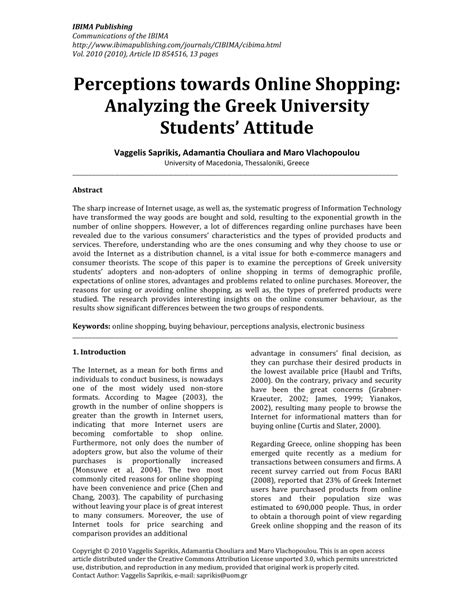 STUDY ON STUDENTS’ PERCEPTIONS ON ONLINE SHOPPING …