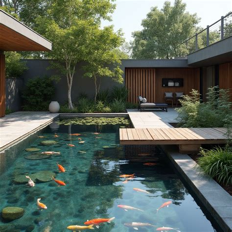 Stunning Courtyard Koi Fish Pond with Ultra-White Glass - balustradellc