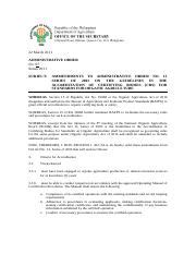 SUBJECT: AMENDMENTS TO ADMINISTRATIVE ORDER NO. 13 …