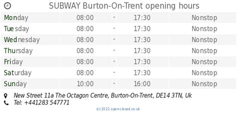 SUBWAY - Burton On Trent - Opening Times & Store Offers