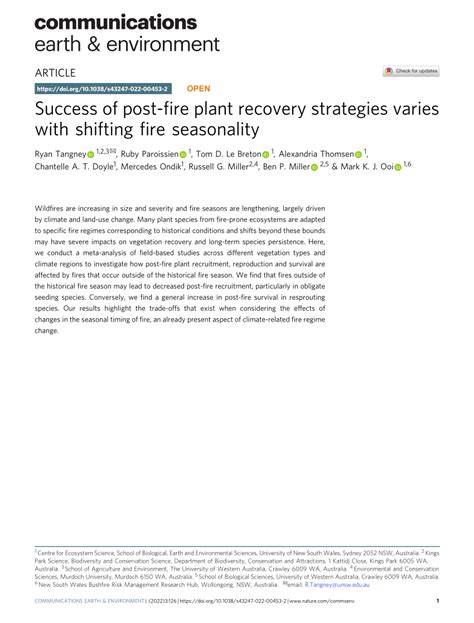 Success of post-fire plant recovery strategies varies with shifting ... - raincitystudios.com