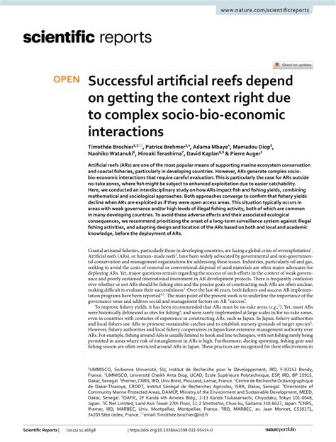 Successful artificial reefs depend on getting the context ... - Nature - muktibox.com