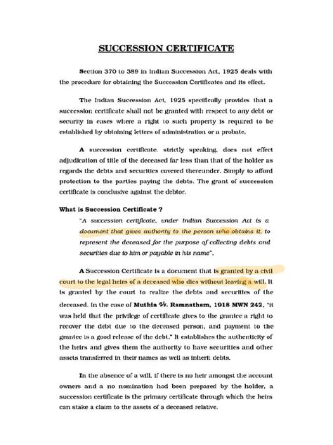 Succession Certificate - ClearTax - balustradellc