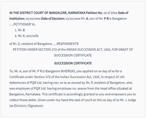 Succession Certificate Format & Procedure in India - balustradellc