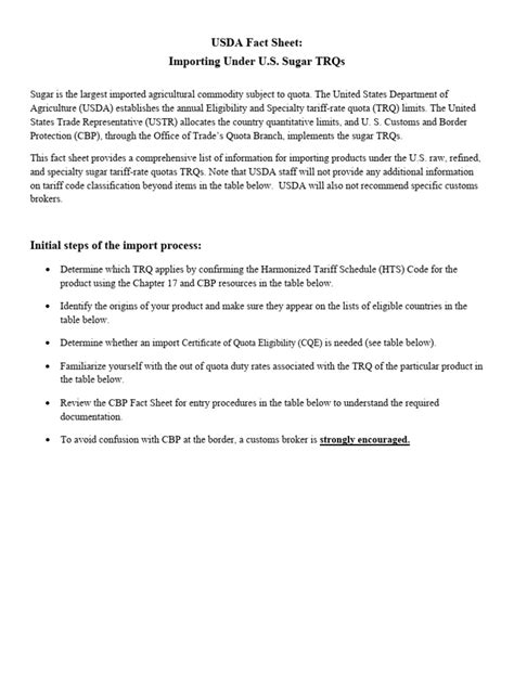 Sugar Import Program | USDA Foreign Agricultural … - balustradellc