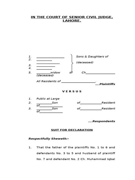 Suit for declaration for issuance of legal heir-ship … - balustradellc