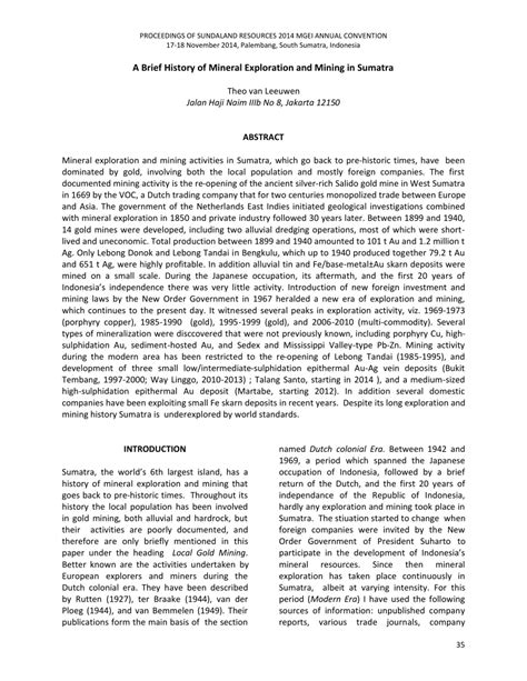 Sumatra Mineral Exploration History | PDF | Gold | Mining - wintechmobiles.com