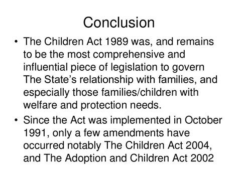 SUMMARY OF CHILDREN ACT 1989 Th…