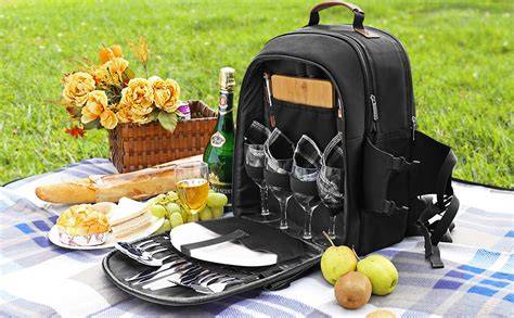 Sunflora Picnic Backpack for 4 Person with Blanket Picnic Basket Set ... - raincitystudios.com