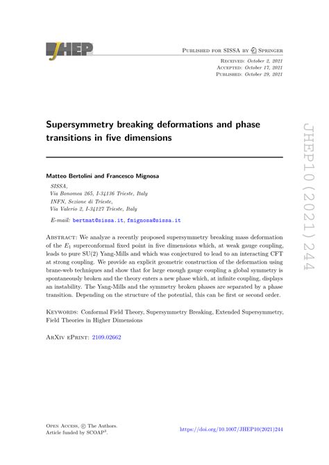 Supersymmetry breaking deformations and phase transitions in five ... - wintechmobiles.com