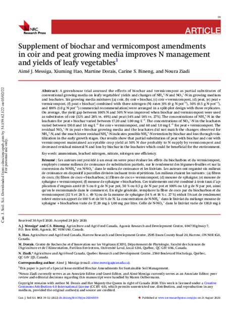 Supplement of biochar and vermicompost amendments in coir and peat ... - raincitystudios.com