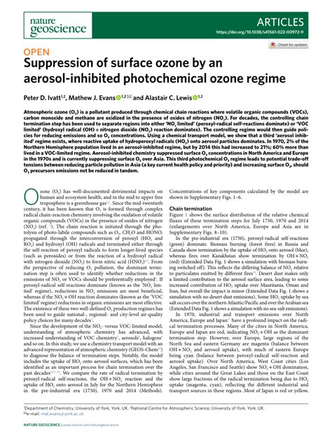 Suppression of surface ozone by an aerosol-inhibited ... - Nature - wintechmobiles.com