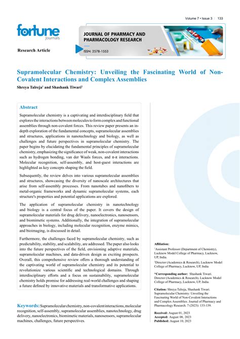 Supramolecular Chemistry: Unveiling the Fascinating World of Non ... - wintechmobiles.com