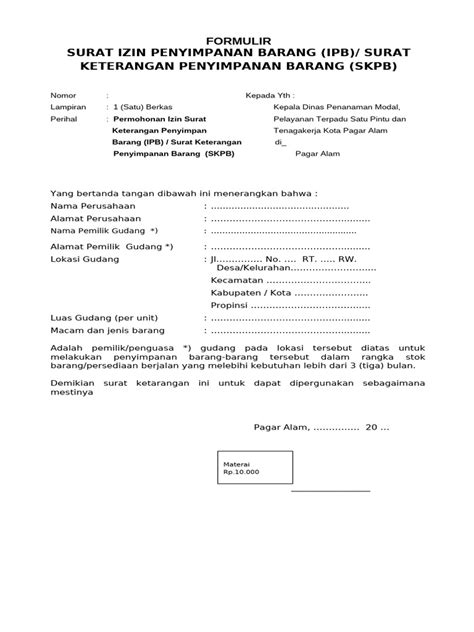 Surat Izin Penyimpanan Barang - balustradellc
