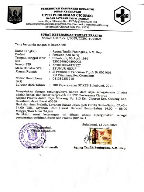 SURAT KETERANGAN TEMPAT PRAKTEK - balustradellc