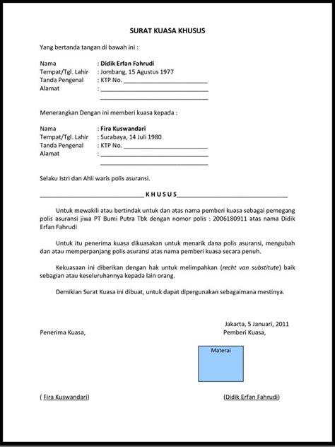 Surat Kuasa Khusus 11000119120135 - Contoh dan … - balustradellc