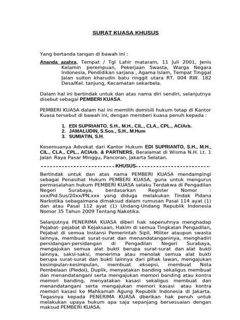 Surat Kuasa Khusus Pidana 2022 | PDF | Hukum - Scribd - balustradellc