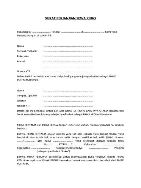Surat Perjanjian Sewa Ruko Panduan Lengkap - HaloNiaga - balustradellc