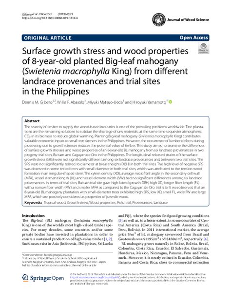 Surface growth stress and wood properties of 8-year … - raincitystudios.com