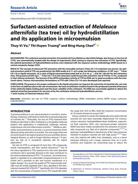 Surfactant-assisted extraction of Melaleuca alternifolia (tea tree) oil ... - raincitystudios.com