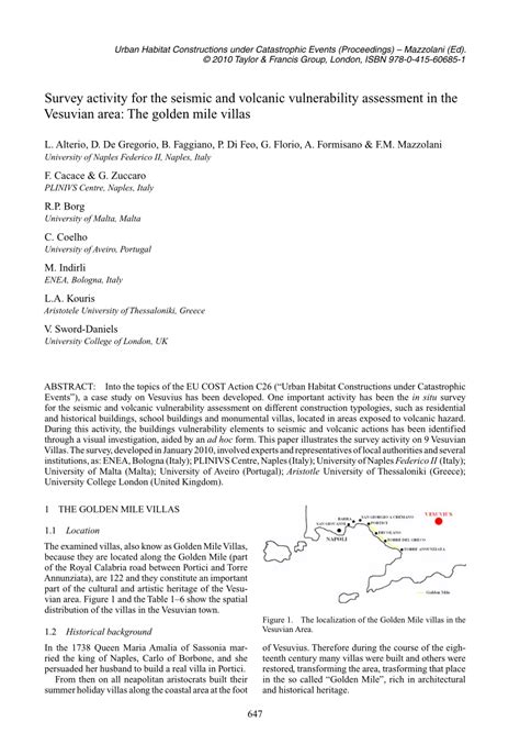 Survey activity for the seismic and volcanic vulnerability assessment ... - balustradellc