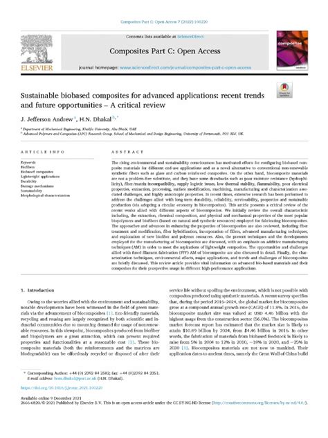 Sustainable biobased composites for advanced applications: recent ... - balustradellc