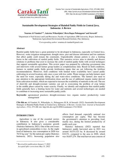 Sustainable Development Strategies of Rainfed Paddy Fields in ... - UNS - wintechmobiles.com