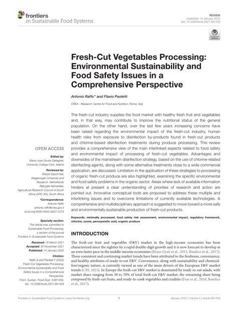 Sustainable Food Processing, a section of the journal Frontiers in ... - raincitystudios.com