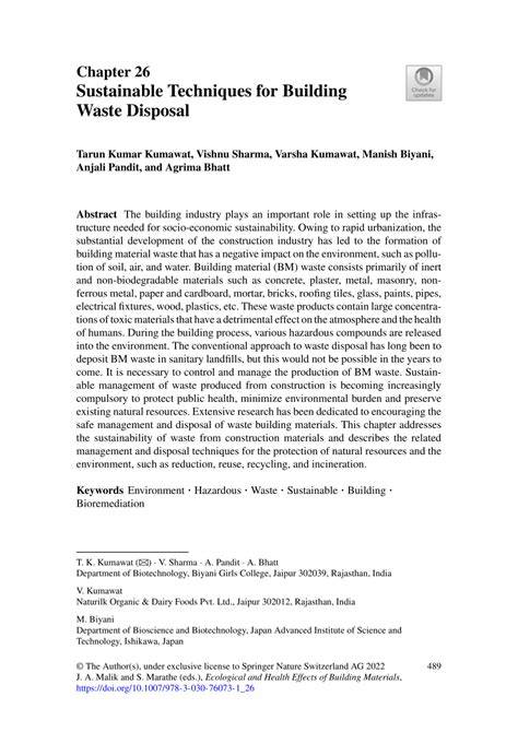 Sustainable Techniques for Building Waste Disposal - Springer - raincitystudios.com